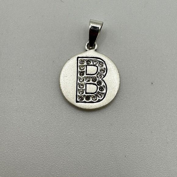 SALE! Sterling silver, and cz diamond “B” pendant! - Picture 3 of 7